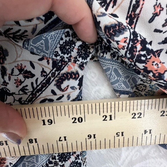 XHILARATION OPEN FRONT CARDIGAN TOP OVERSIZED COVER UP LACE PRINT PINK BLUE EUC - Picture 5 of 11